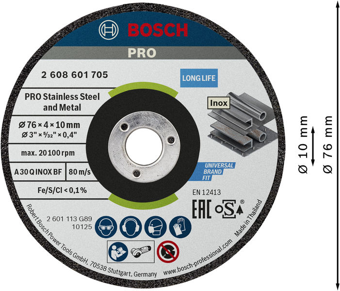 BOSCH Expert for Inox 2 Stck. x 76 x 4 x 10 mm Schruppscheibe