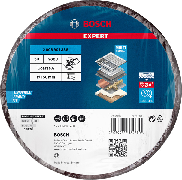 BOSCH EXPERT N880 Vliesscheibe, 150mm, K100, 5-tlg. BOSCH EXPERT N880 Vliesscheibe, 150mm, K100, 5-tlg.