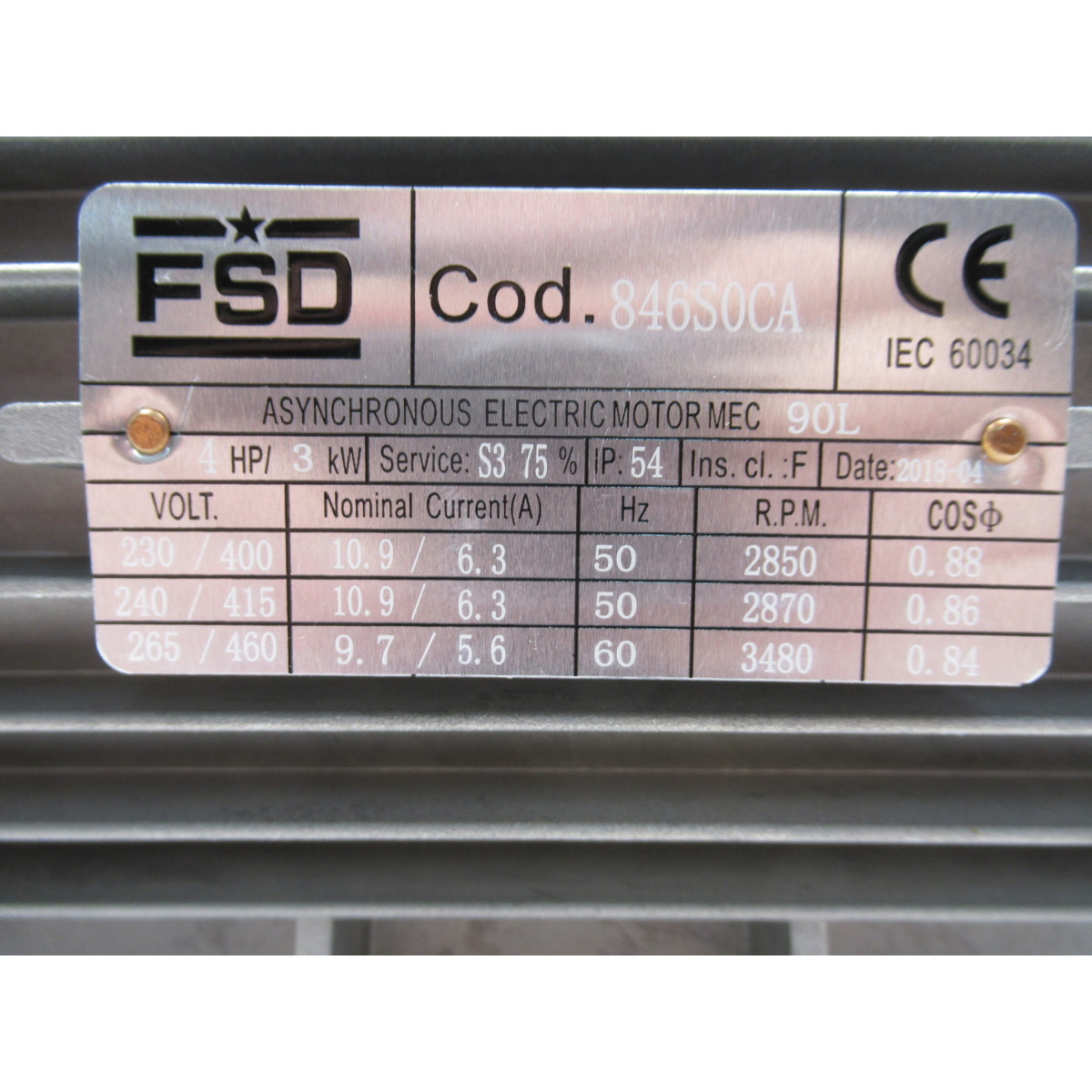 AirCraft Motor 3,0 kW / 400 V / 50 Hz / S3-75, Bauform M90L / 4 HP AirCraft Motor 3,0 kW / 400 V / 50 Hz / S3-75, Bauform M90L / 4 HP