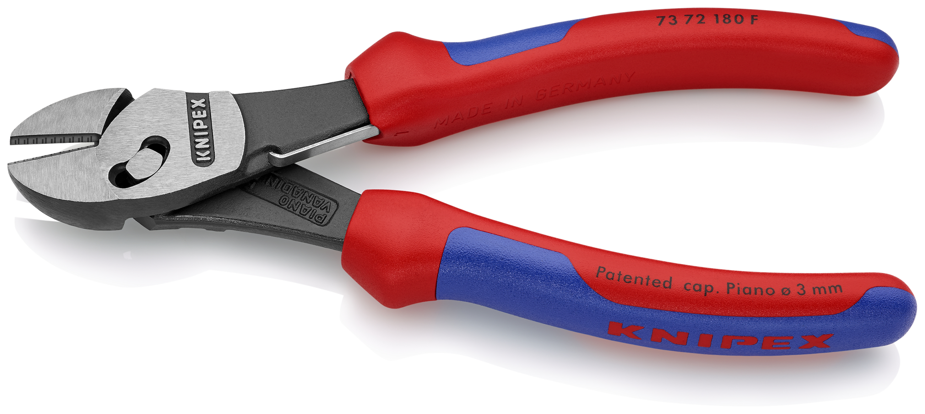 KNIPEX KNIPEX 73 72 180 F TwinForce® Hochleistungs-Seitenschneider mit Öffnungsfeder 180 mm schwarz atramentiert mit Mehrkomponenten-Hüllen poliert