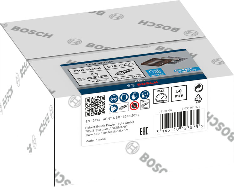 BOSCH PRO Metal Schleifscheibe, 125 x 26 x 20 mm, K20