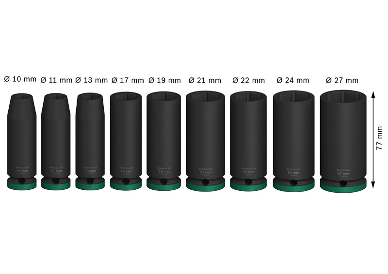 BOSCH PRO Impact Steckschlüsselsatz Set, 1/2", tief, 9-tlg. BOSCH PRO Impact Steckschlüsselsatz Set, 1/2", tief, 9-tlg.