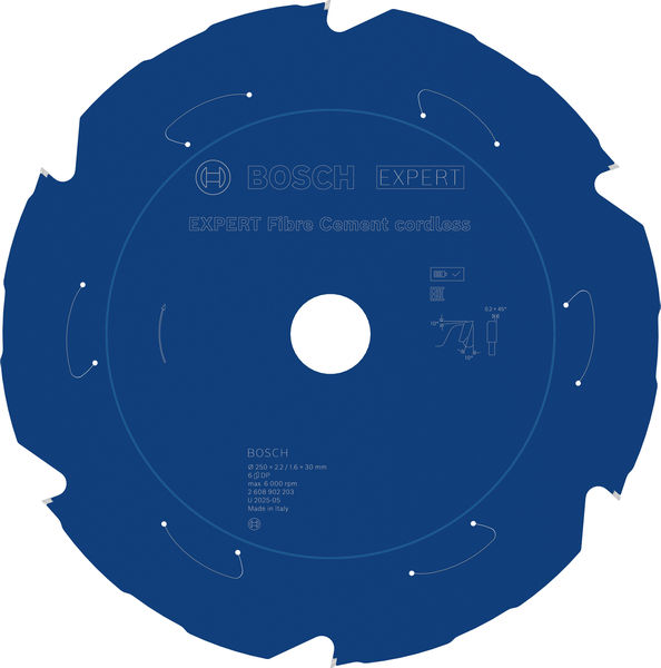 BOSCH EXPERT Fiber Cement Kreissägeblatt, 250x2,2x30 mm, Z6 BOSCH EXPERT Fiber Cement Kreissägeblatt, 250x2,2x30 mm, Z6