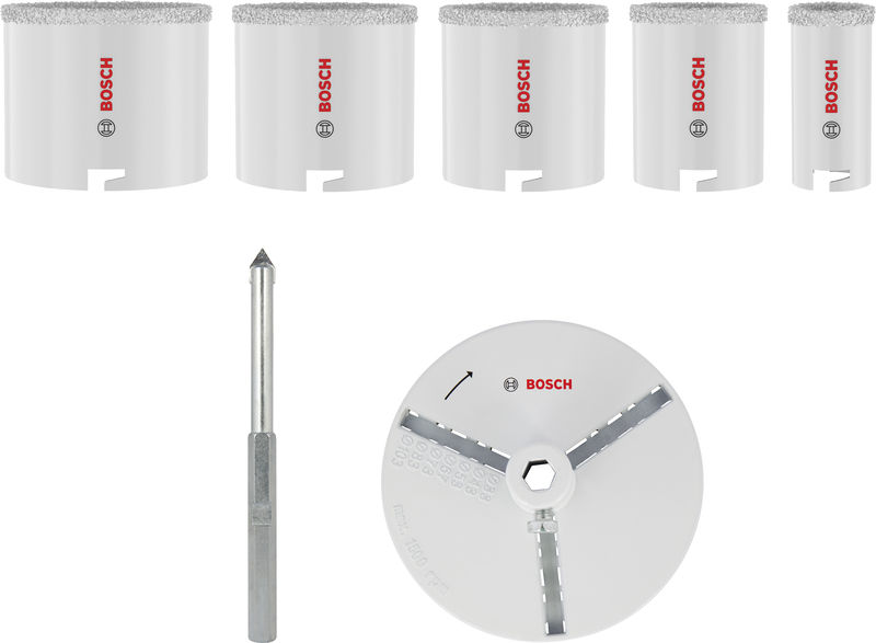 BOSCH Brick and Soft Tile Lochsägen-Set mit Aufsteckhalter, 33; 53; 67; 73; 83 x 60 mm
