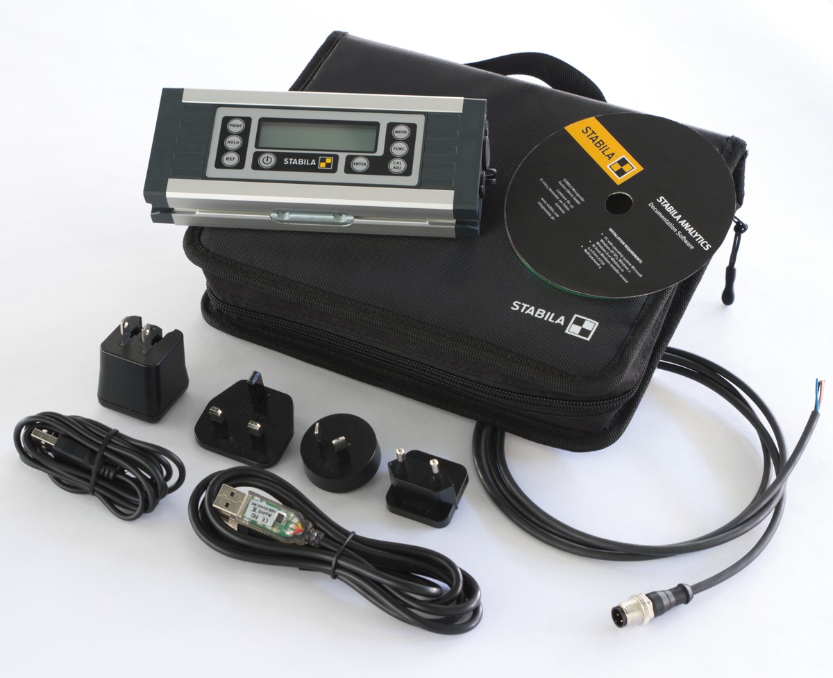 STABILA Elektronischer Neigungsmesser TECH 1000 DP, 17,5 cm, 1 Digital-Display, Messbereich: 0° – 360°, RS-485-Schnittstelle, Steckernetzteil, Datenkabel, Auswertesoftware, Schutzklasse IP 65, Tasche STABILA Elektronischer Neigungsmesser TECH 1000 DP, 17,5 cm, 1 Digital-Display, Messbereich: 0° – 360°, RS-485-Schnittstelle, Steckernetzteil, Datenkabel, Auswertesoftware, Schutzklasse IP 65, Tasche