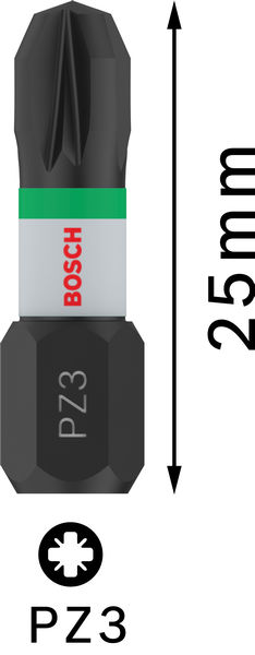 BOSCH PRO Pozidriv Impact Bit, PZ3, 25 mm, 2-tlg. BOSCH PRO Pozidriv Impact Bit, PZ3, 25 mm, 2-tlg.