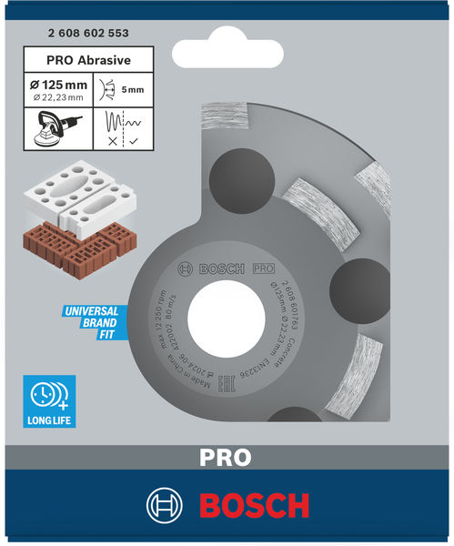BOSCH PRO Abrasive Topfscheibe, 50 x 125 mm, 22,23 mm BOSCH PRO Abrasive Topfscheibe, 50 x 125 mm, 22,23 mm