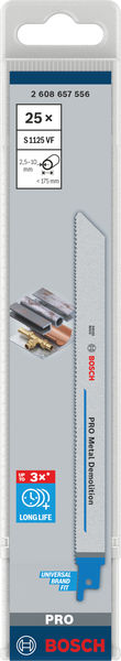 BOSCH PRO Metal Demolition S1125VF Säbelsägeblatt, 1,25 x 19 x 225 mm, 25-tlg.