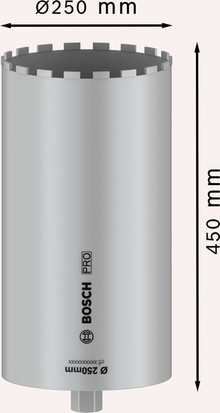 BOSCH PRO Nassbohrkrone, 250 x 450 mm, 1 1/4" UNC BOSCH PRO Nassbohrkrone, 250 x 450 mm, 1 1/4" UNC
