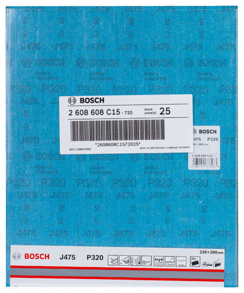 BOSCH Schleifblatt Papier J475, Best for Metal, 230 x 280 mm, 320, ungelocht, 1er-Pack BOSCH Schleifblatt Papier J475, Best for Metal, 230 x 280 mm, 320, ungelocht, 1er-Pack