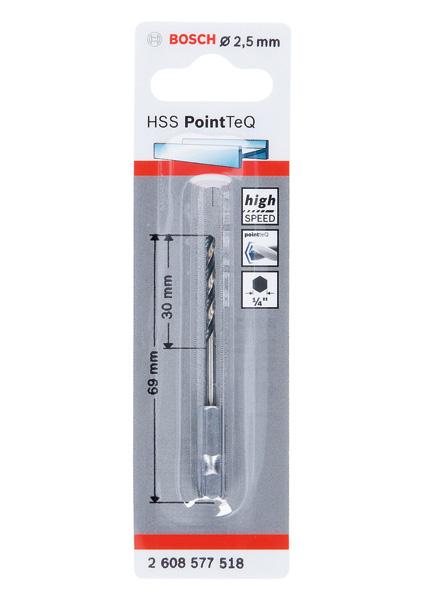 BOSCH HSS PointTeQ Sechskantbohrer 2,5 mm BOSCH HSS PointTeQ Sechskantbohrer 2,5 mm