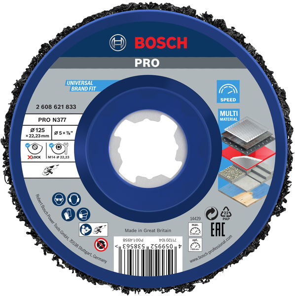 BOSCH PRO N377 Reinigungsscheibe, 125 mm, 22.23 mm, X-Lock BOSCH PRO N377 Reinigungsscheibe, 125 mm, 22.23 mm, X-Lock