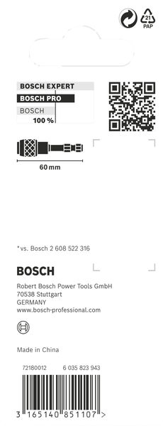 BOSCH PRO Quick Change Bit Holder Impact, 60 mm