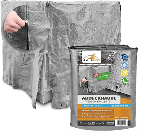 RAINEXO Abdeckhaube - Gitterbox, Silbergrau
