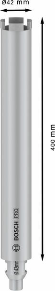BOSCH PRO Nassbohrkrone, 42 x 400 mm, G 1/2 Zoll BOSCH PRO Nassbohrkrone, 42 x 400 mm, G 1/2 Zoll