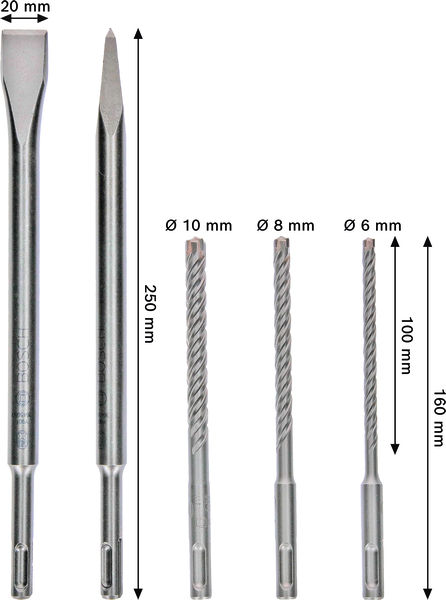 BOSCH PRO SDS plus-4C Meißel- und Bohrersatz, 5-tlg BOSCH PRO SDS plus-4C Meißel- und Bohrersatz, 5-tlg