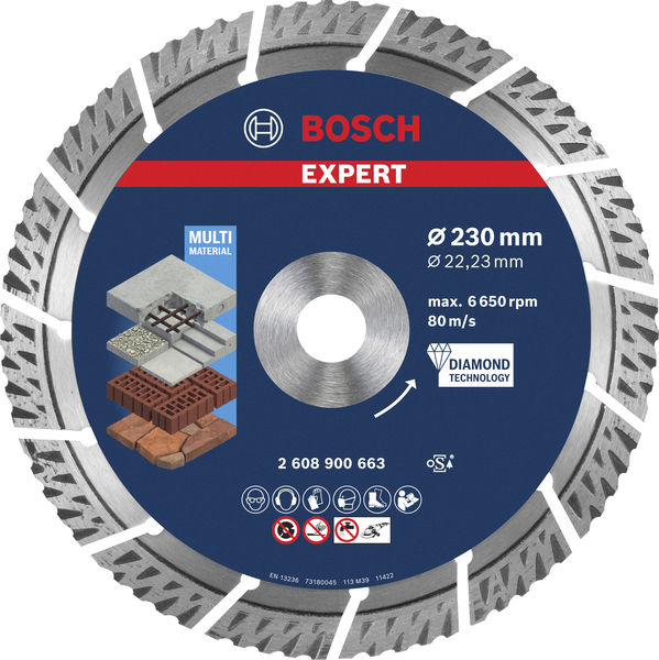 BOSCH EXPERT MultiMaterial Diamanttrennscheiben, 230 x 22,23 x 2,4 x 15 mm