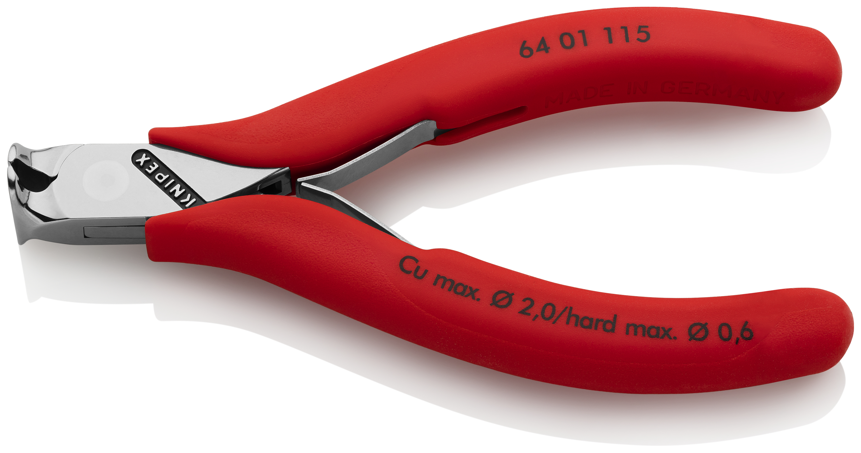 KNIPEX KNIPEX 64 01 115 Elektronik-Vornschneider 115 mm mit rutschhemmenden Kunststoff-Hüllen spiegelpoliert