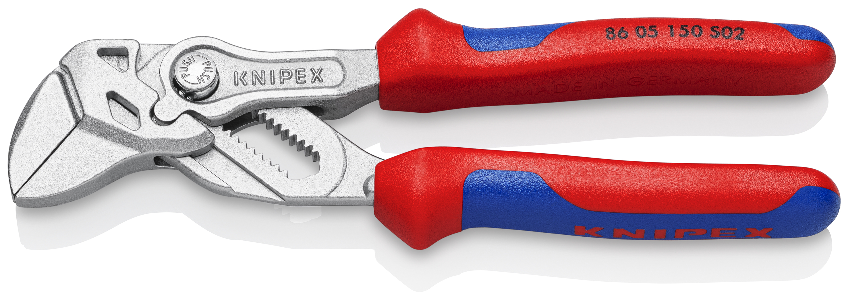 KNIPEX KNIPEX 86 05 150 S02 Zangenschlüssel mit aufgerauten Backen 150 mm verchromt mit Mehrkomponenten-Hüllen KNIPEX KNIPEX 86 05 150 S02 Zangenschlüssel mit aufgerauten Backen 150 mm verchromt mit Mehrkomponenten-Hüllen