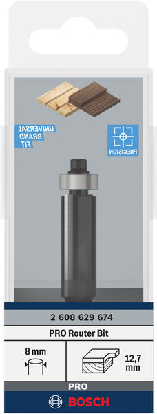 BOSCH PRO Bündigfräser mit untenliegendem Führungskugellager, Ø12,7 xL40, Schaft 8 mm