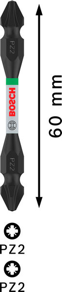 BOSCH PRO Impact Schrauberbit mit Doppelklingen u. Pick and Click-Einsätzen, PZ2, 65mm BOSCH PRO Impact Schrauberbit mit Doppelklingen u. Pick and Click-Einsätzen, PZ2, 65mm