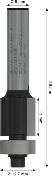 BOSCH PRO Bündigfräser mit untenlieg. Führungskugellager, Ø 12,7 x L 13, Schaft 8 mm BOSCH PRO Bündigfräser mit untenlieg. Führungskugellager, Ø 12,7 x L 13, Schaft 8 mm