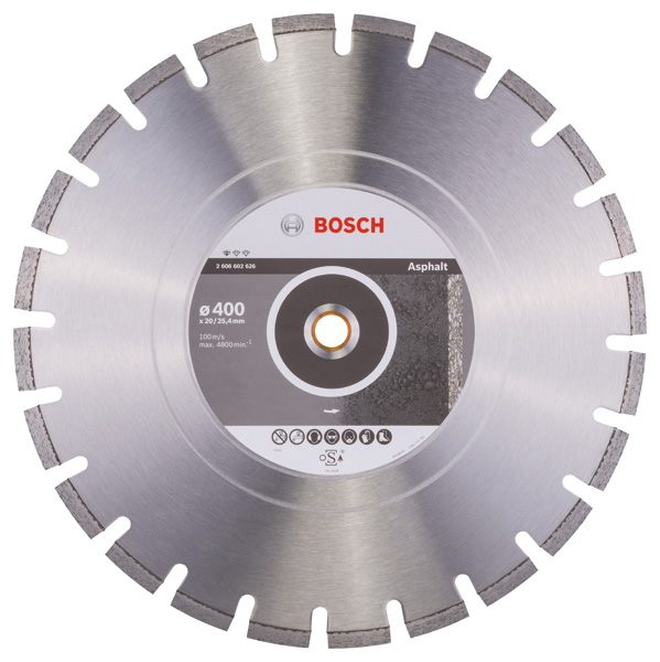 BOSCH Diamanttrennscheibe Standard for Asphalt, 400 x 20,00/25,40 x 3,6 x 8 mm BOSCH Diamanttrennscheibe Standard for Asphalt, 400 x 20,00/25,40 x 3,6 x 8 mm