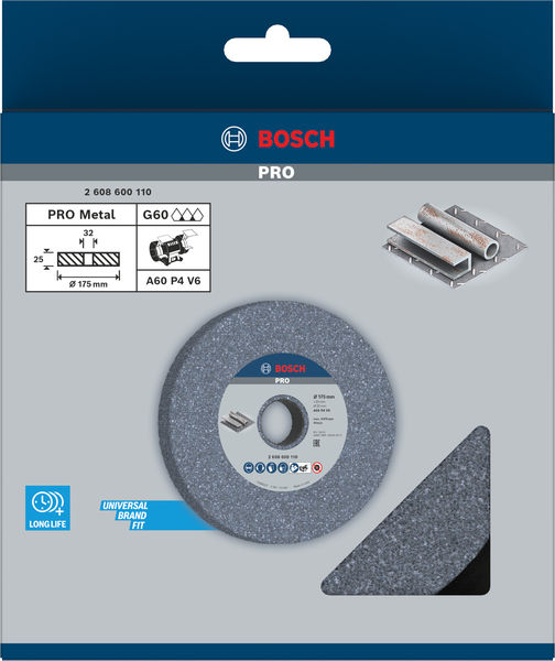 BOSCH PRO Metal Schleifscheibe, 175 x 25 x 32 mm, G60