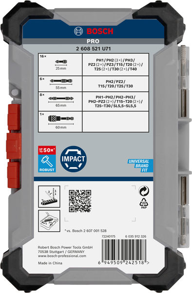 BOSCH PRO Impact Bit Set, Display, 6 x 31-tlg