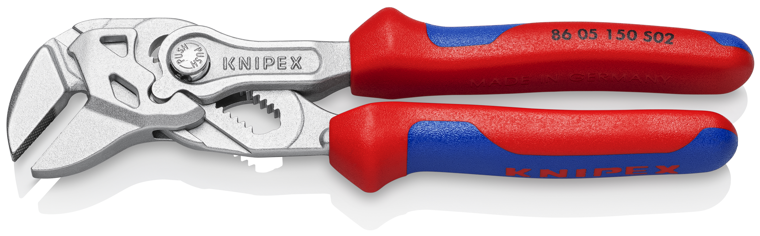 KNIPEX KNIPEX 86 05 150 S02 Zangenschlüssel mit aufgerauten Backen 150 mm verchromt mit Mehrkomponenten-Hüllen KNIPEX KNIPEX 86 05 150 S02 Zangenschlüssel mit aufgerauten Backen 150 mm verchromt mit Mehrkomponenten-Hüllen