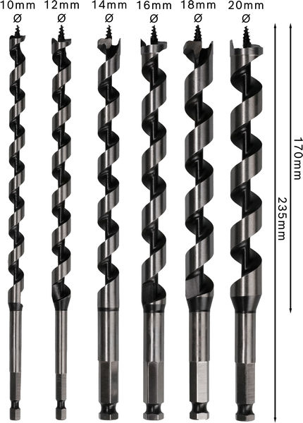 BOSCH 6-teiliges Holzschlangenbohrer-Set, 10–20 mm