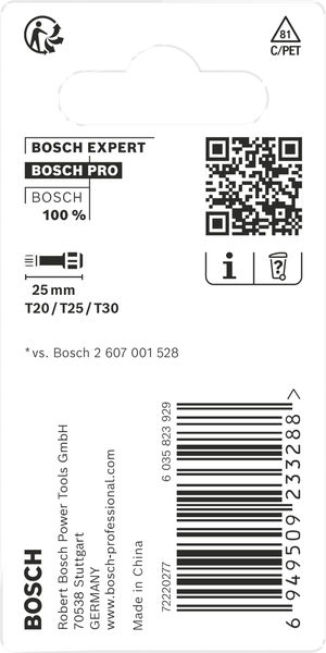 BOSCH PRO T Impact Bit Set, 25 mm, 3-tlg