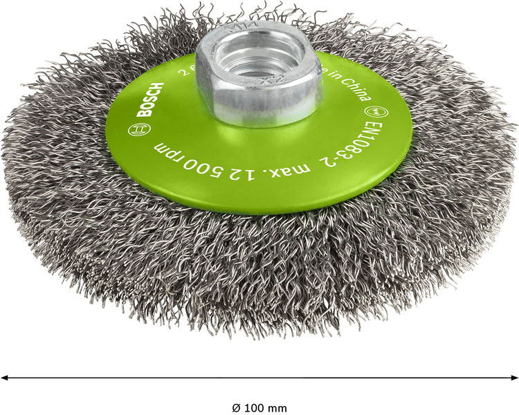 BOSCH PRO Stainless Steel clean Kegelbürste, 100 x 0,35 mm, Gewinde BOSCH PRO Stainless Steel clean Kegelbürste, 100 x 0,35 mm, Gewinde