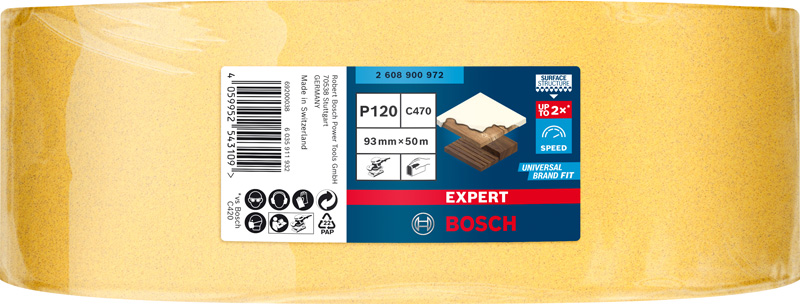 BOSCH EXPERT C470 Schleifrolle, 93mmx50m, K120, keine Löcher