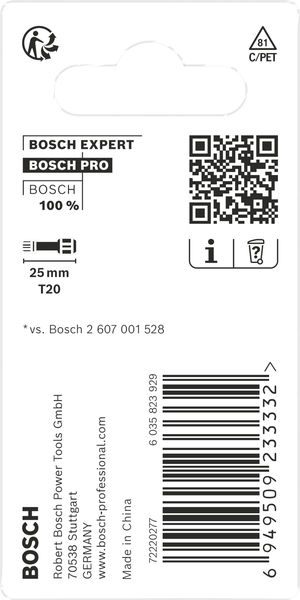 BOSCH PRO Torx Impact Bit, T20, 25 mm, 2-tlg.