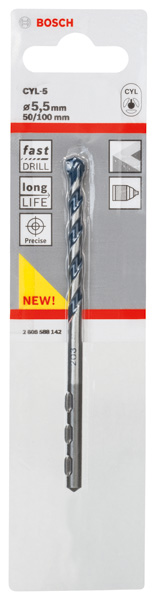 BOSCH Betonbohrer CYL-5, Blue Granite, 5,5 x 50 x 100 mm BOSCH Betonbohrer CYL-5, Blue Granite, 5,5 x 50 x 100 mm
