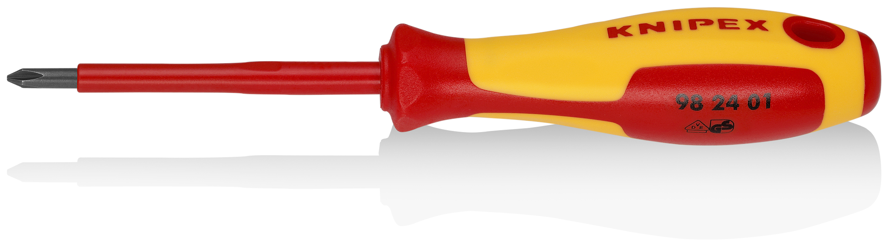 KNIPEX KNIPEX 98 24 01 Schraubendreher für Kreuzschlitzschrauben Phillips® 187 mm brüniert isolierender Mehrkomponenten-Griff, VDE-geprüft