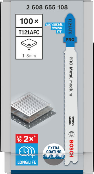 BOSCH PRO Metal medium T121AFC Stichsägeblatt, 92 mm, 100-tlg.