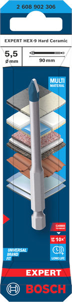 BOSCH EXPERT HEX-9 Hard Ceramic Bohrer, 5,5 x 90 mm