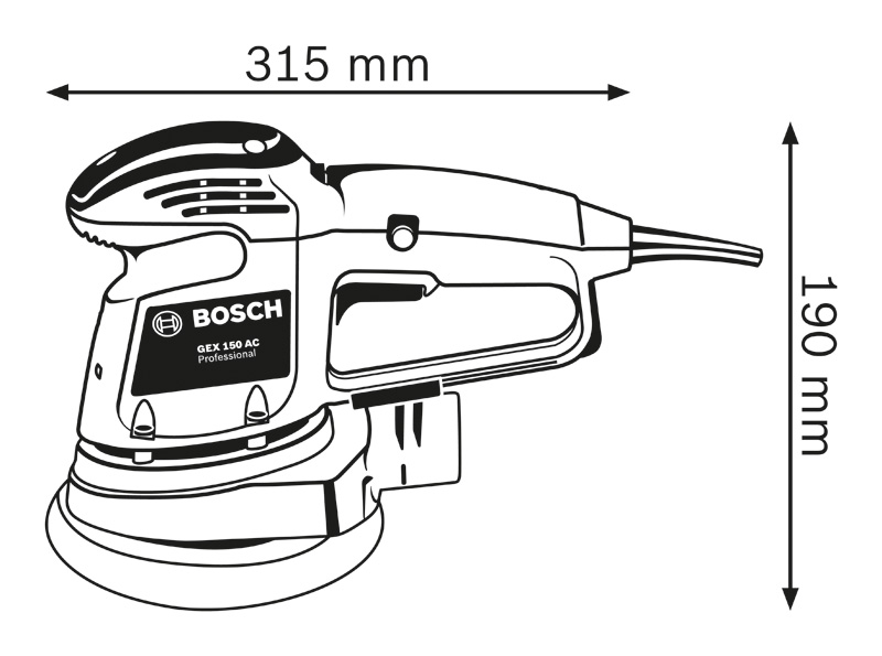 BOSCH Exzenterschleifer GEX 34-150, Schleifteller, 1 x Pap.staub-btl., 1 x Absaugad.