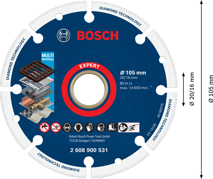 BOSCH EXPERT Diamond Metal Wheel Trennscheibe, 105x20/16 mm BOSCH EXPERT Diamond Metal Wheel Trennscheibe, 105x20/16 mm