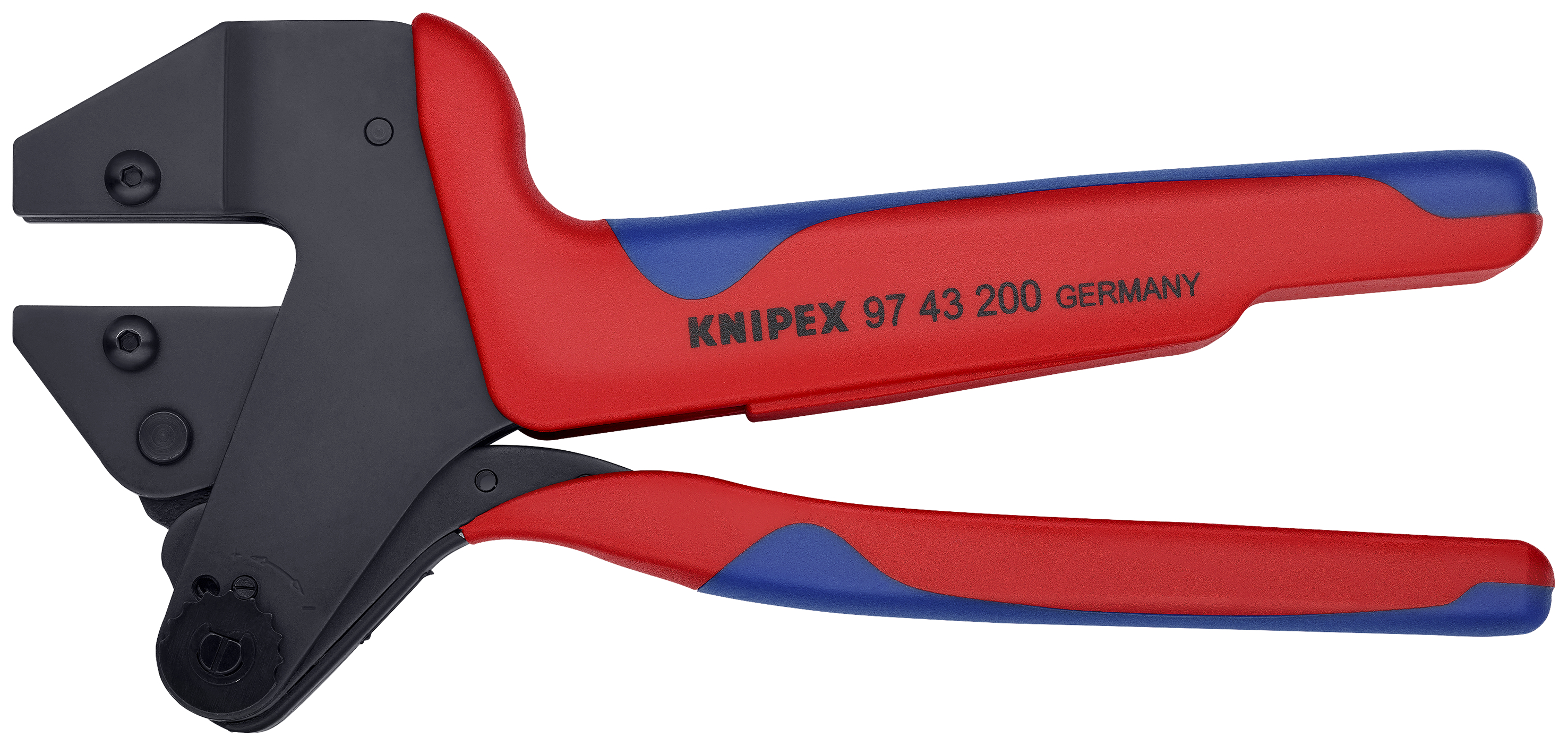 KNIPEX KNIPEX 97 43 200 A Crimp-Systemzange für auswechselbare Crimpeinsätze 200 mm brüniert mit Mehrkomponenten-Hüllen brüniert
