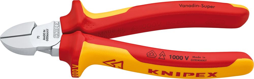 KNIPEX 70 06 180 Seitenschneider isoliert mit Mehrkomponenten-Hüllen, VDE-geprüft verchromt 180 mm KNIPEX 70 06 180 Seitenschneider isoliert mit Mehrkomponenten-Hüllen, VDE-geprüft verchromt 180 mm