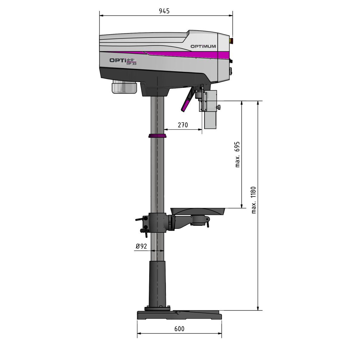 STÜRMER Säulenbohrmaschine Optimum OPTIdrill DP 33V