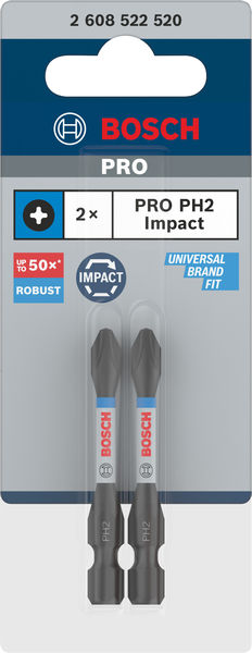 BOSCH PRO Phillips Impact Bit, PH2, 55 mm, 2-tlg. BOSCH PRO Phillips Impact Bit, PH2, 55 mm, 2-tlg.