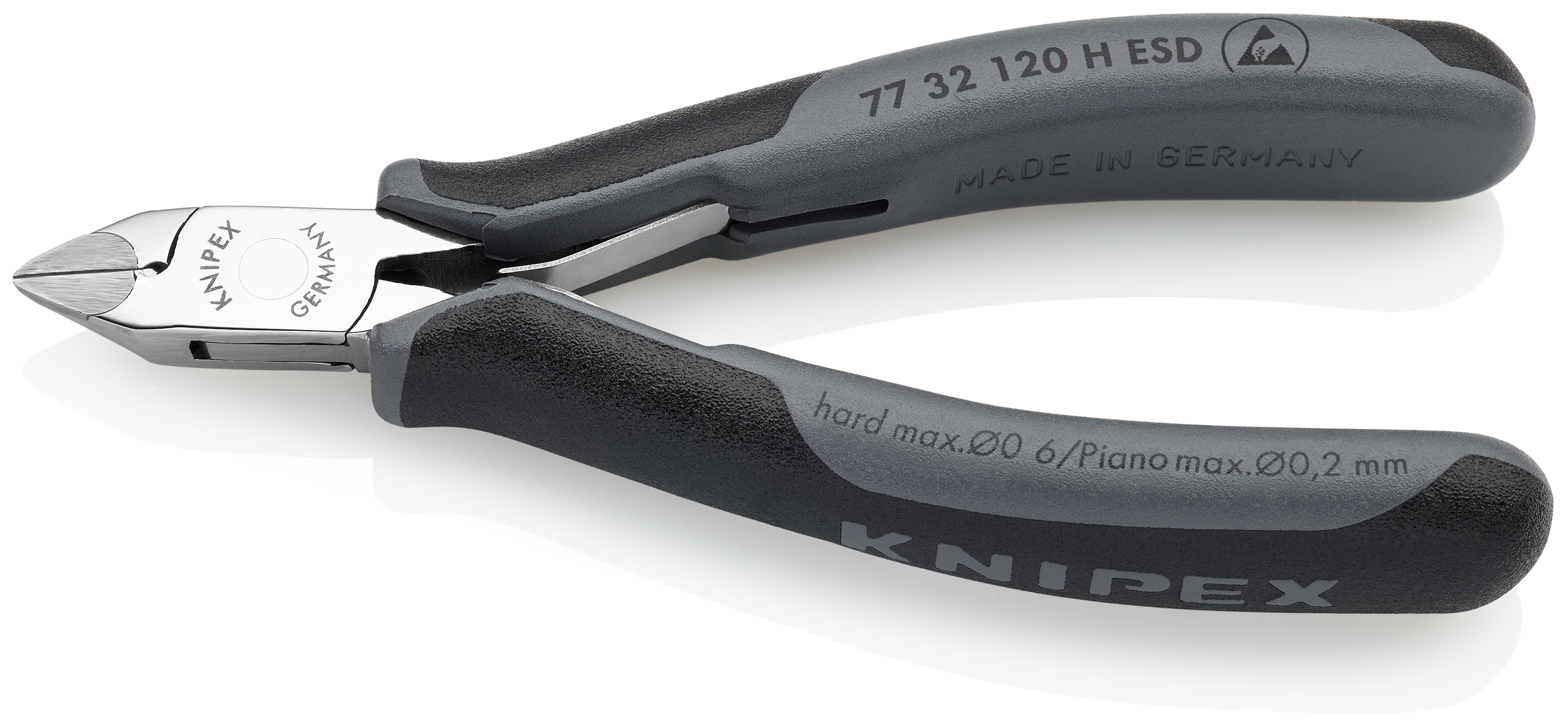 KNIPEX KNIPEX 77 32 120 H ESD Elektronik-Seitenschneider mit eingesetzter Hartmetallschneide ESD 120 mm mit Mehrkomponenten-Hüllen spiegelpoliert KNIPEX KNIPEX 77 32 120 H ESD Elektronik-Seitenschneider mit eingesetzter Hartmetallschneide ESD 120 mm mit Mehrkomponenten-Hüllen spiegelpoliert