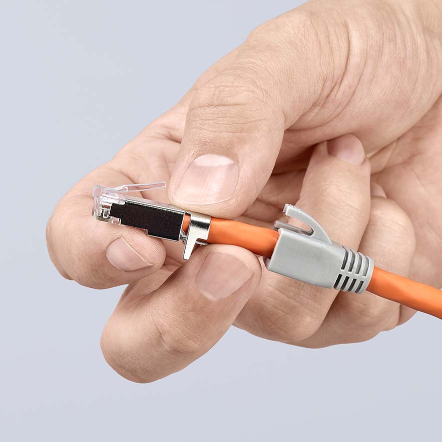KNIPEX KNIPEX 97 51 13 SB Crimpzange für RJ45-Westernstecker 190 mm brüniert mit Mehrkomponenten-Hüllen