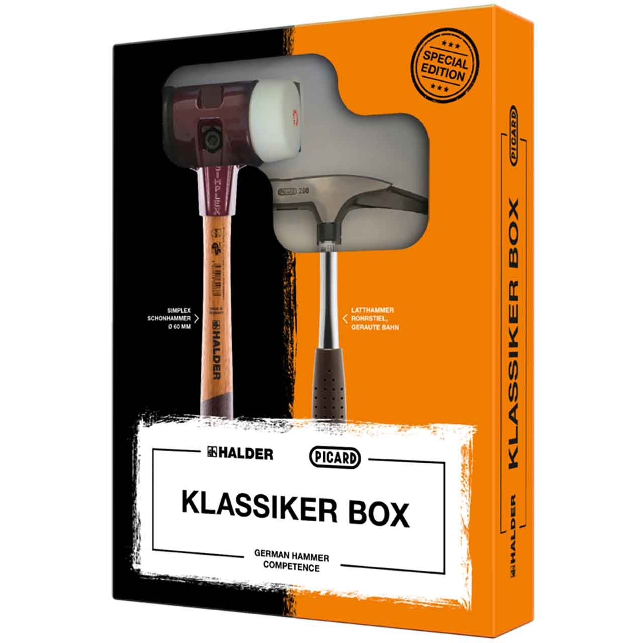 HALDER Klassiker Box SIMPLEX-Schonhammer, Gummikomposition / Superplastik und PICARD Latthammer HALDER Klassiker Box SIMPLEX-Schonhammer, Gummikomposition / Superplastik und PICARD Latthammer