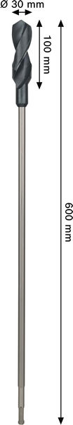 BOSCH PRO Wood HSS Installationsbohrer, 30 x 100 x 600 mm, SDS plus