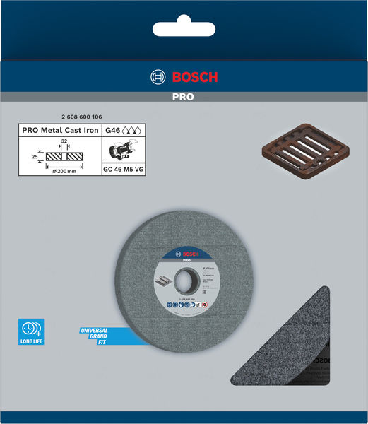 BOSCH PRO Metal Schleifscheibe, 200 x 25 x 32 mm, G46